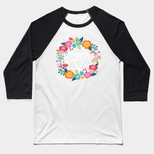 D20 Floral Wreath Baseball T-Shirt